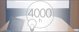 4,000時間の長寿命ランプ